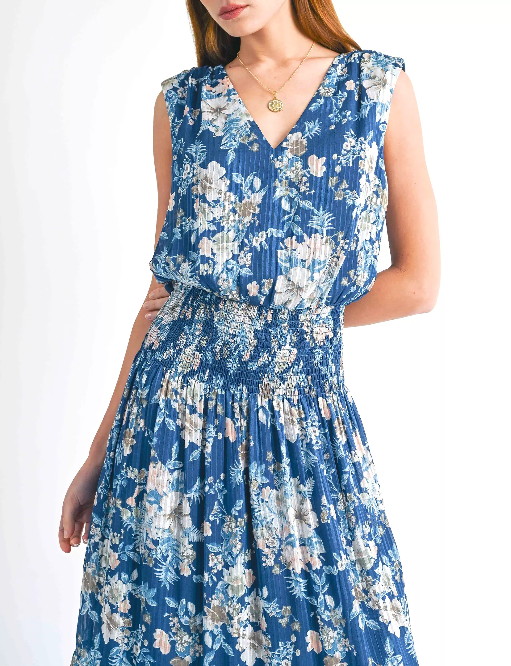 Ariel Midi Dress, Navy Floral