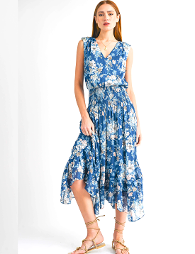 Ariel Midi Dress, Navy Floral