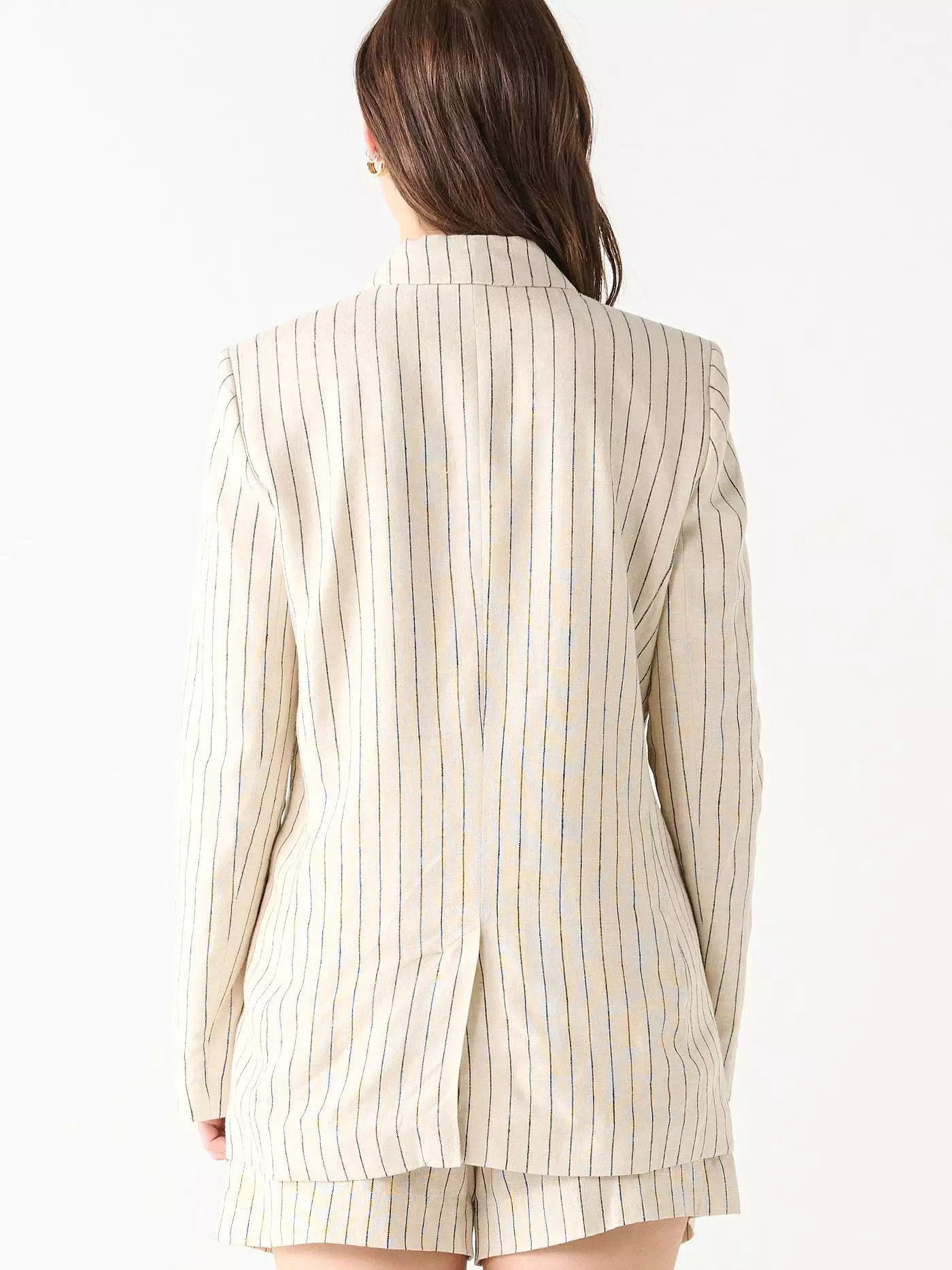 BLACK TAPE Linen Pinstripe Double Breasted Blazer