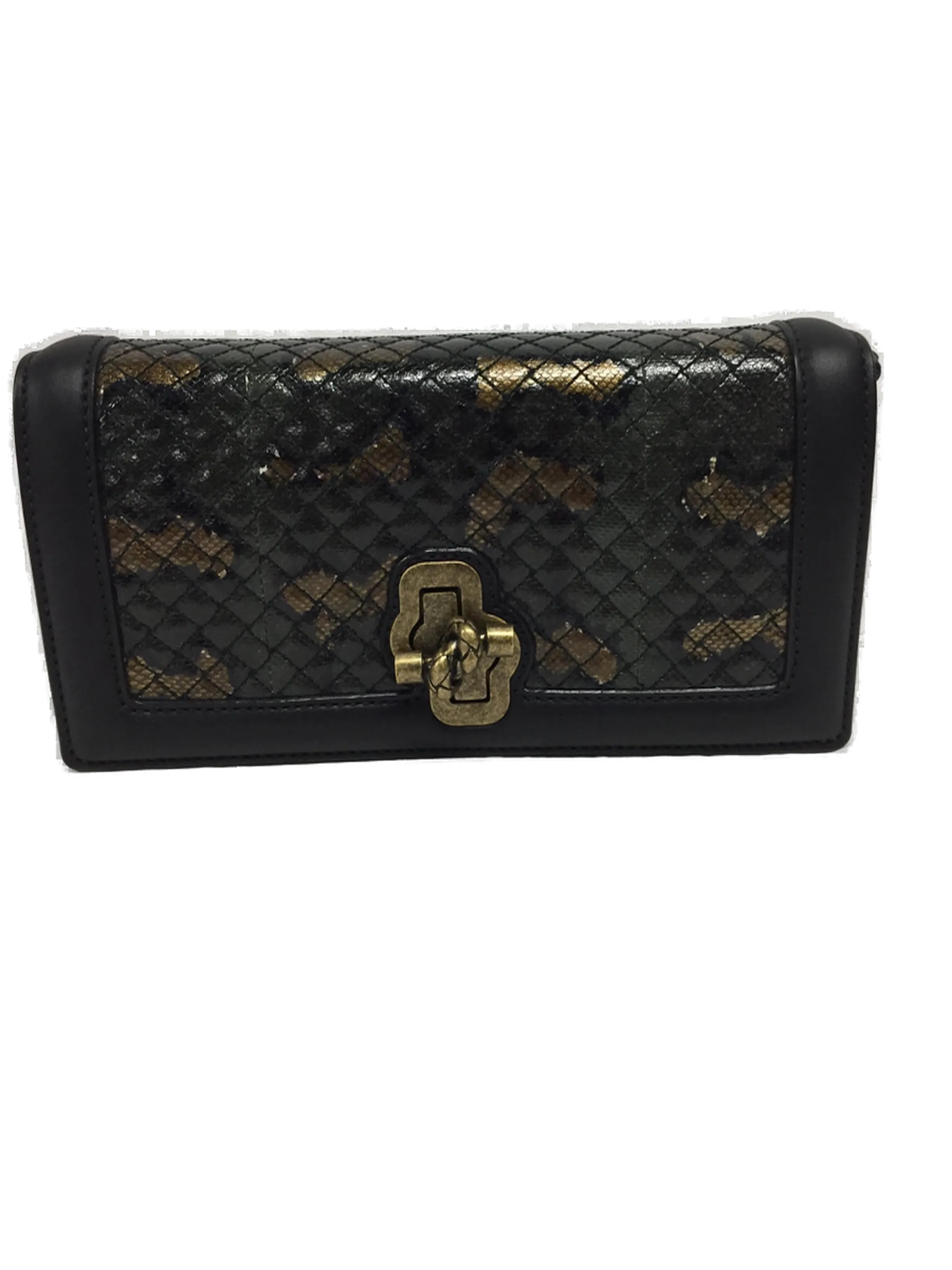 Bottega Veneta Turn Locked Embossed Clutch Bag