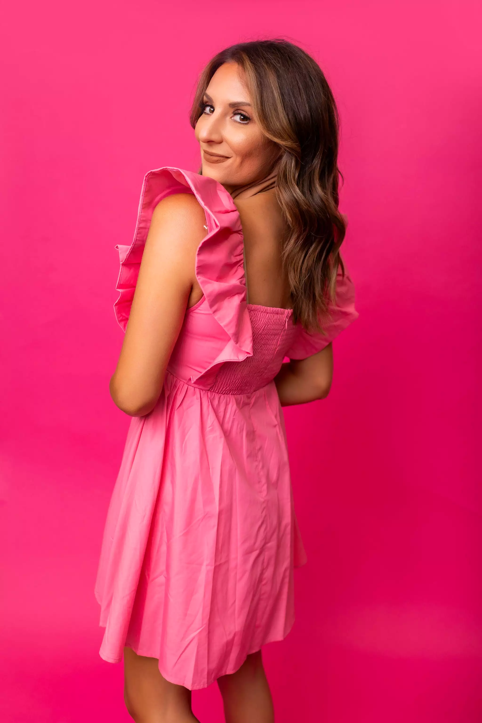 Burn It Down Pink Ruffle Dress