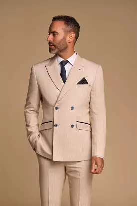 Caridi Beige Double Breasted Blazer