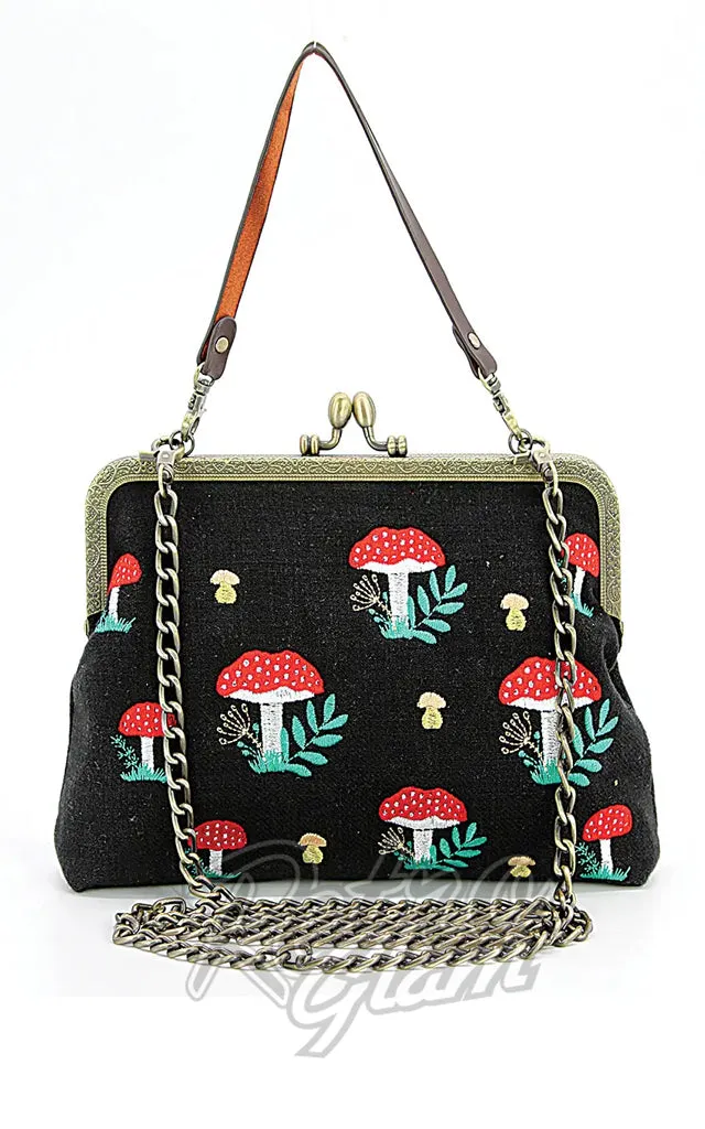 Comeco Mushroom Kisslock Bag in Black