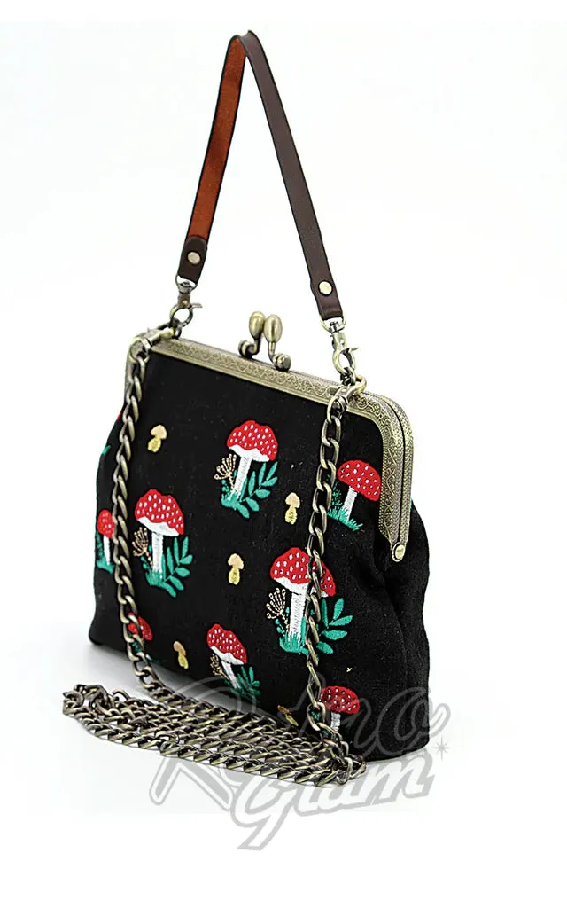 Comeco Mushroom Kisslock Bag in Black