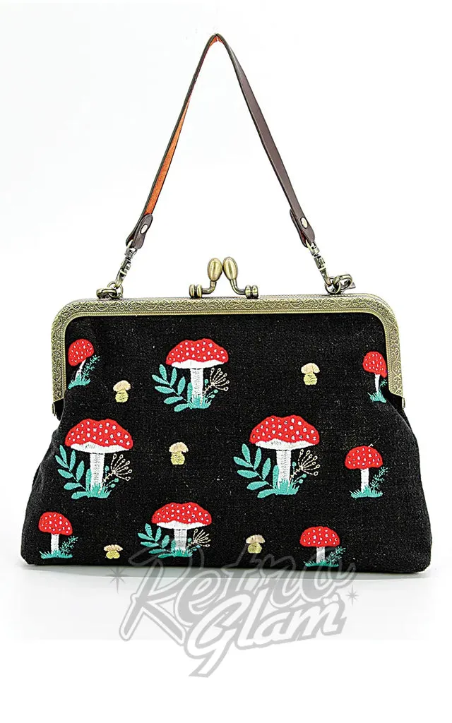 Comeco Mushroom Kisslock Bag in Black