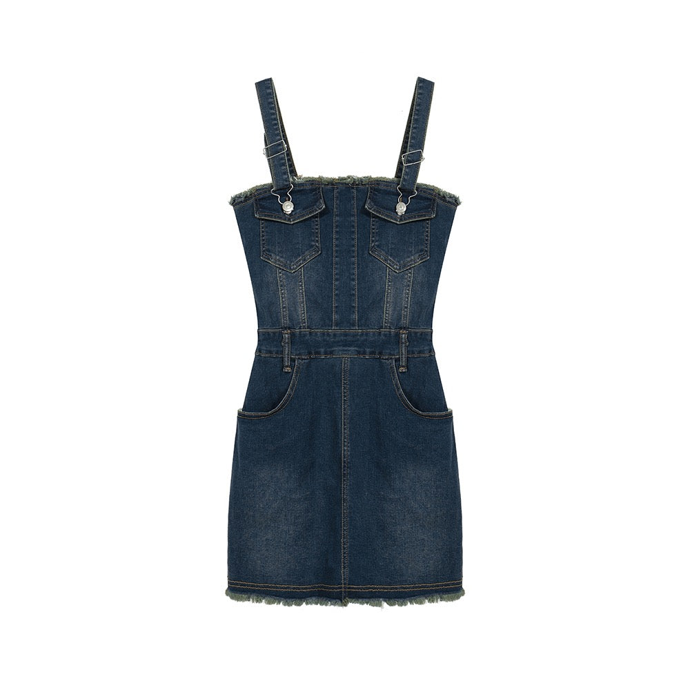 Denim Mock Overall Dress