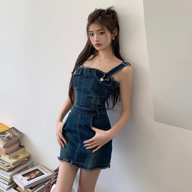 Denim Mock Overall Dress