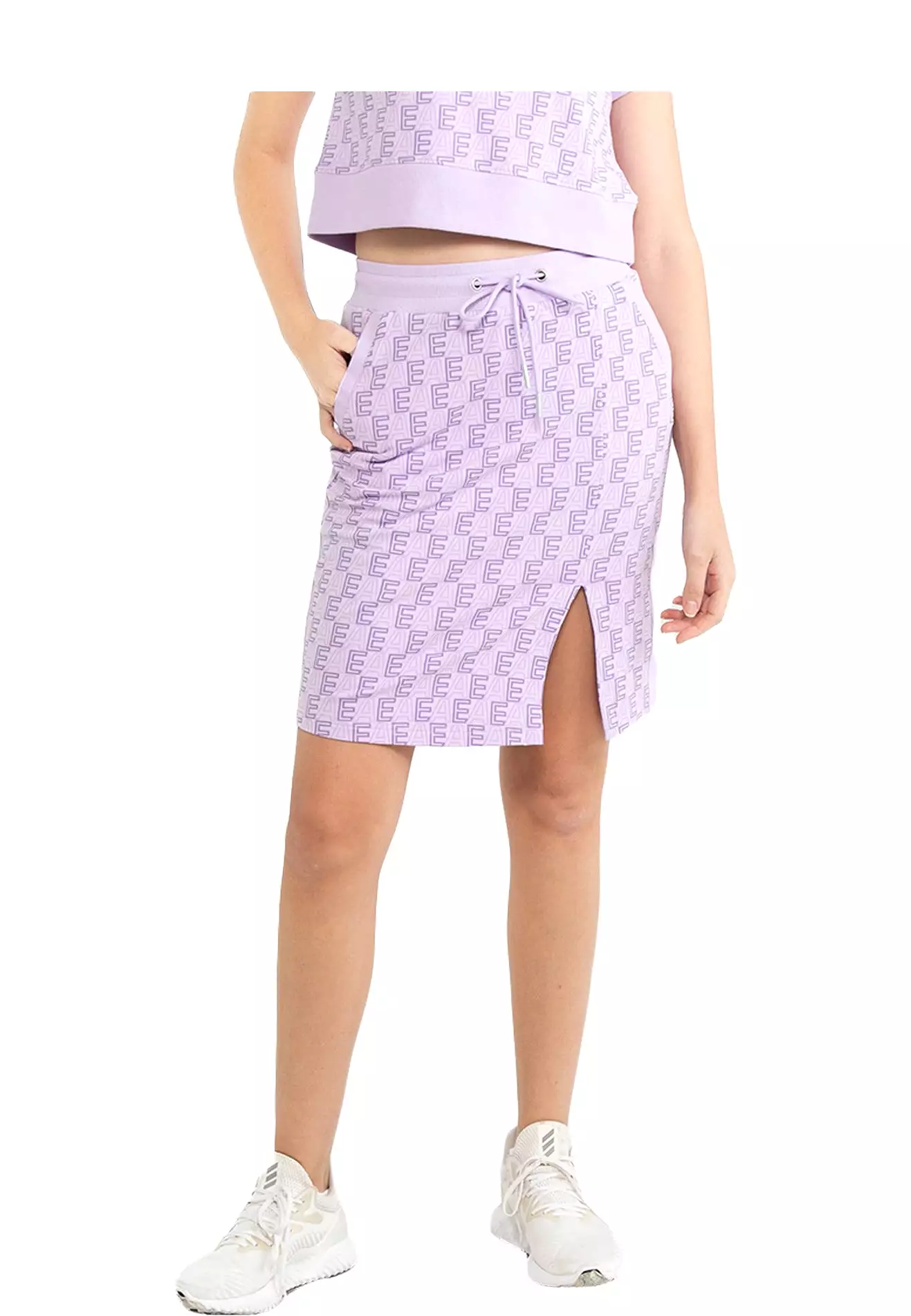 ELLE Active Active All-Over Logo Monogram Drawstring Skirt