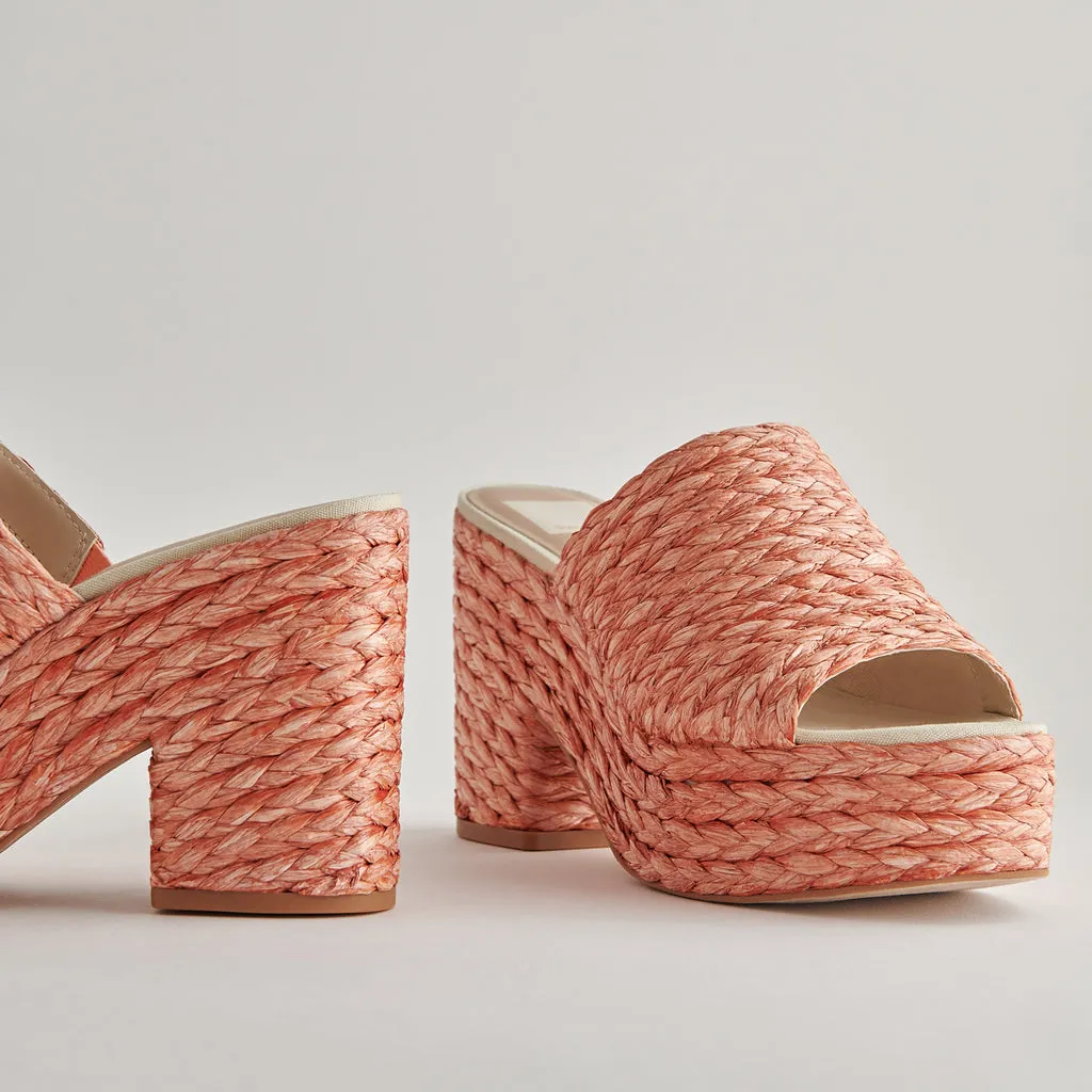 ELORA Heels Orange Raffia| Orange Raffia Heeled Sandals– Dolce Vita 6879858556994