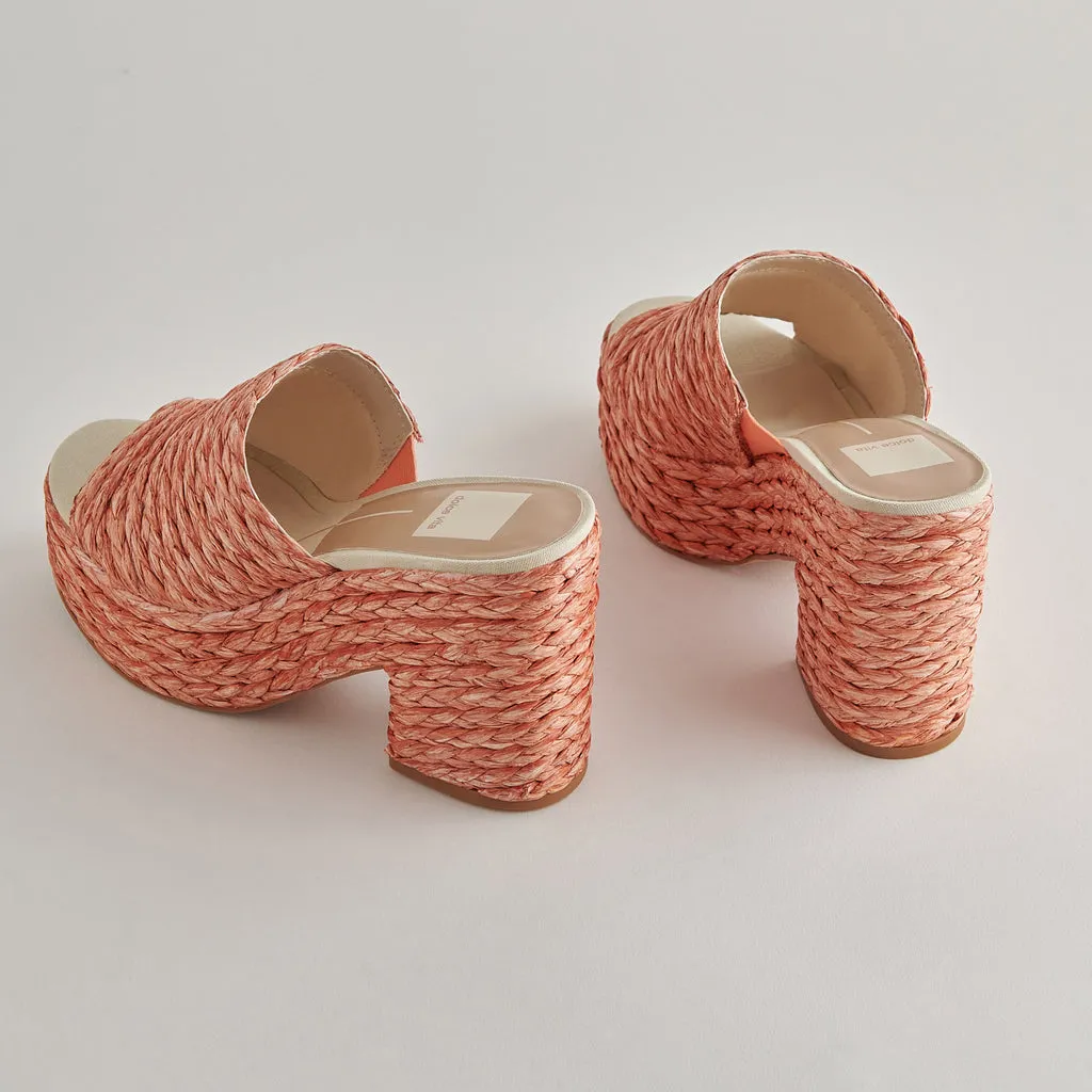 ELORA Heels Orange Raffia| Orange Raffia Heeled Sandals– Dolce Vita 6879858556994