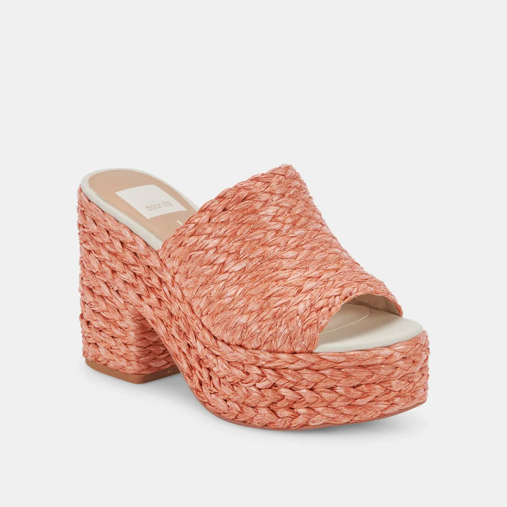 ELORA Heels Orange Raffia| Orange Raffia Heeled Sandals– Dolce Vita 6879858556994