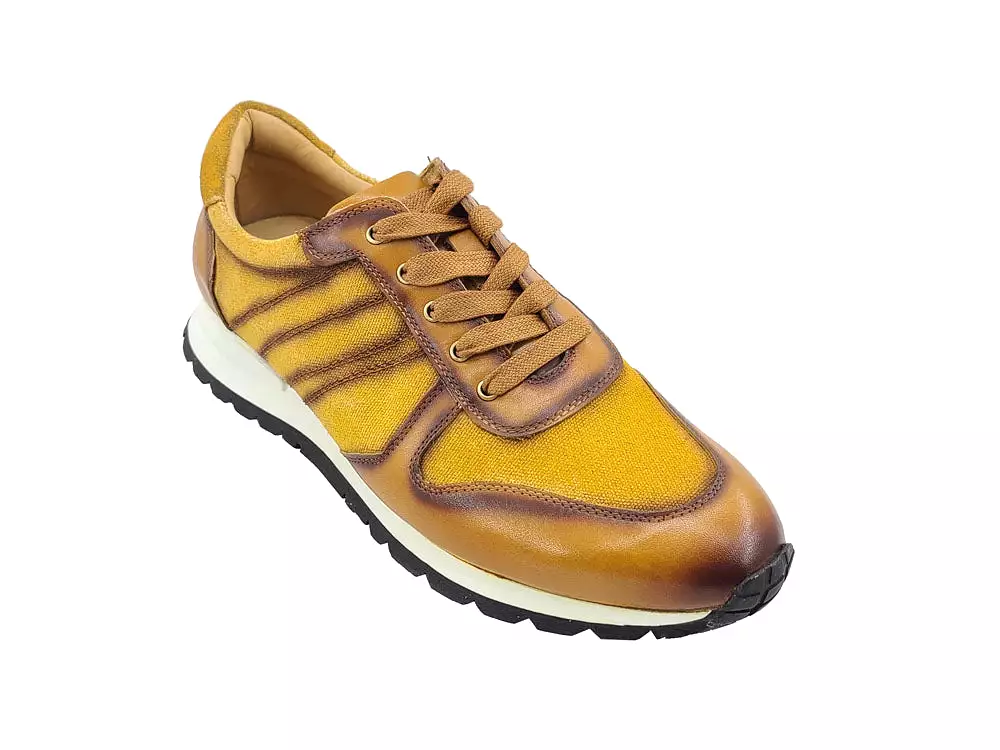 Fashion Sneaker Calfskin with Canvas inlaid