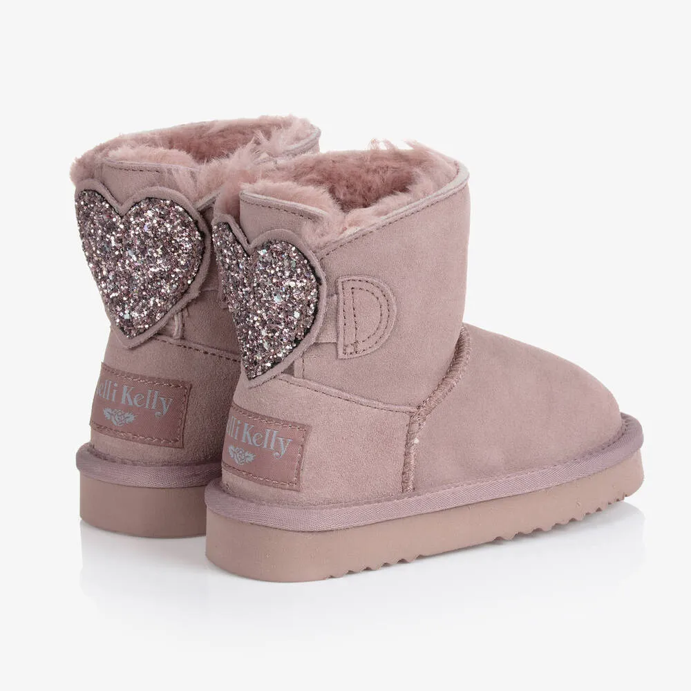 Girls Pink Suede Boots