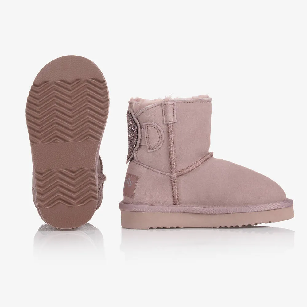 Girls Pink Suede Boots