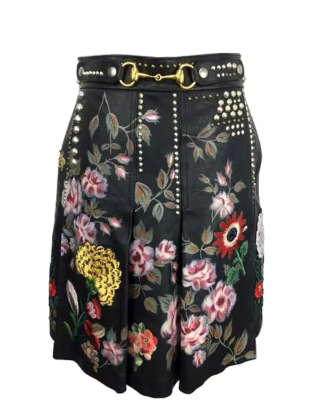 Gucci Hand-Painted Leather Skirt Size M NEW