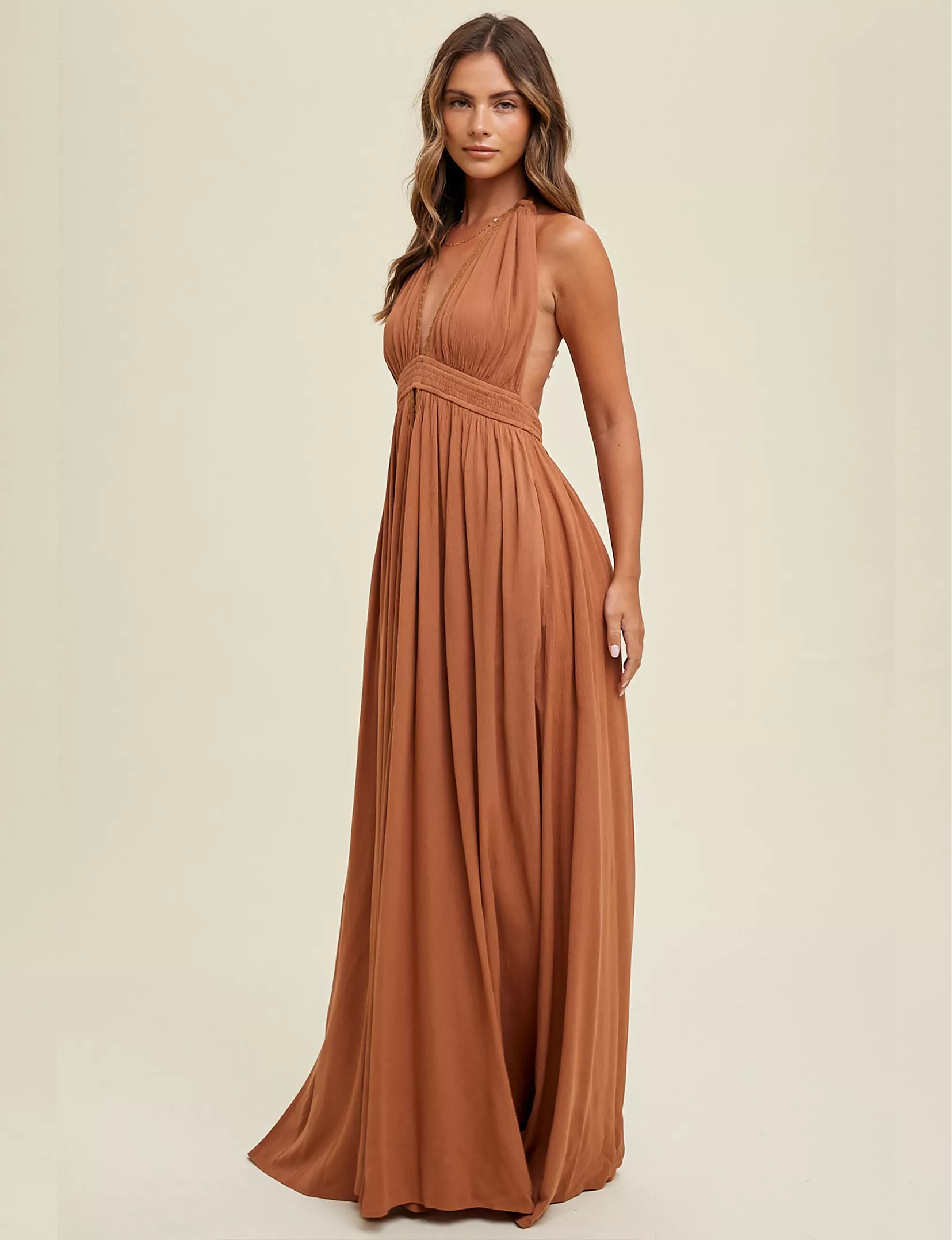 Halter Maxi Dress, Mocha