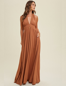 Halter Maxi Dress, Mocha