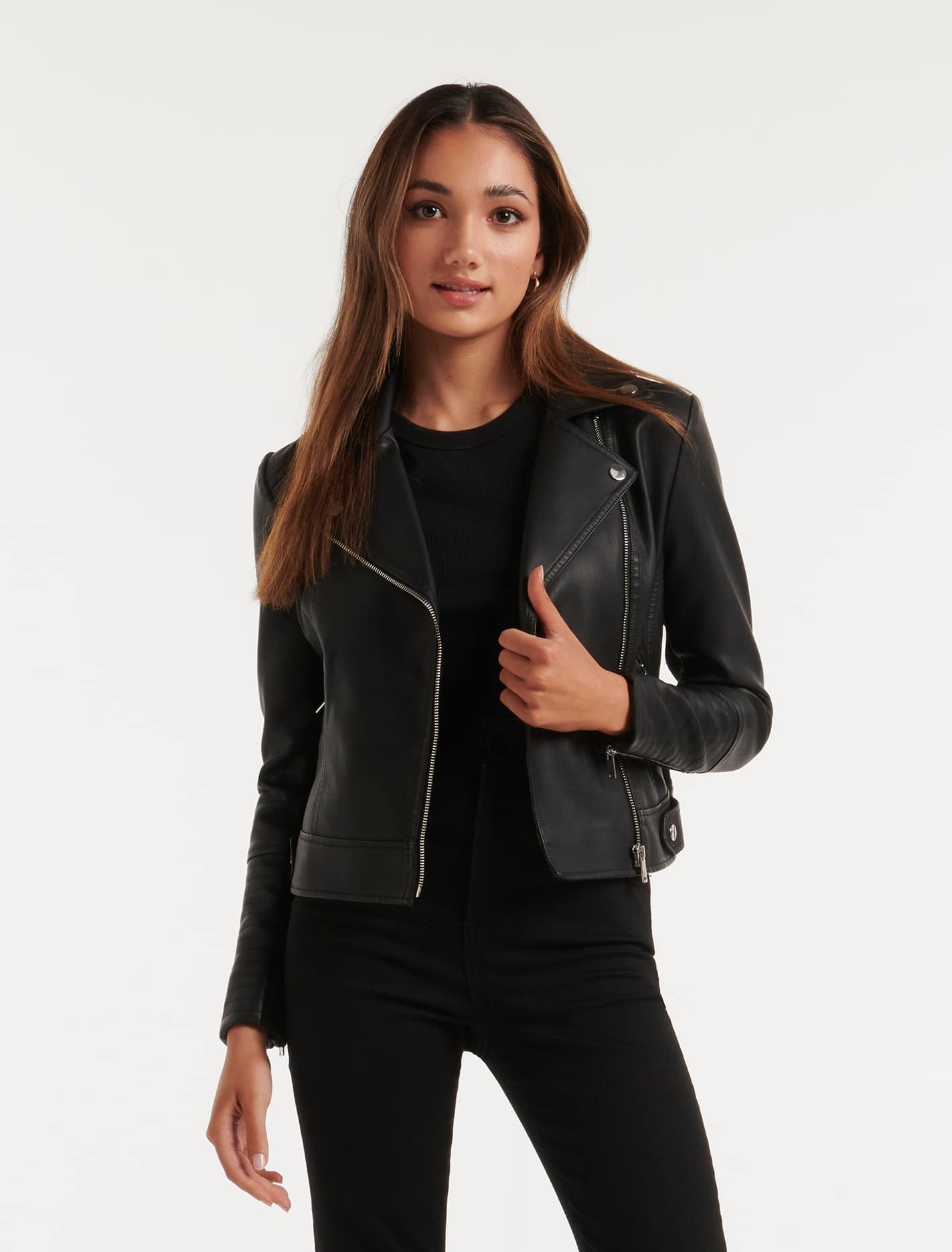 Heidi Petite Pu Biker Jacket