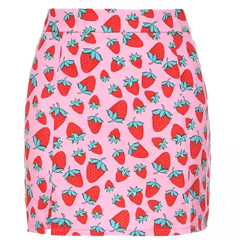 Ins cute strawberry pink skirt BY6170