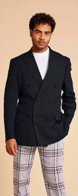 Inserch Premium Linen Double Breasted Blazer BL660-01 Black