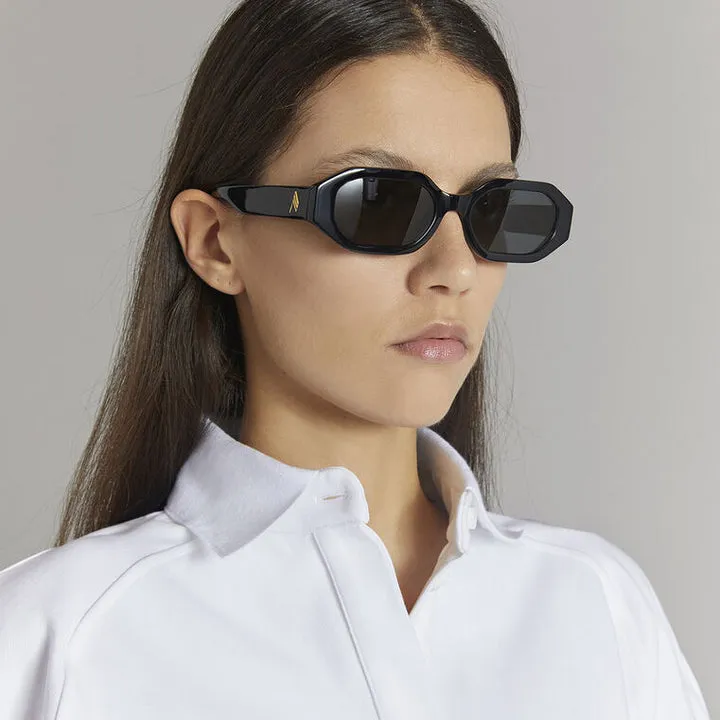 Irene Black Hexacone Acetate Sunglasses