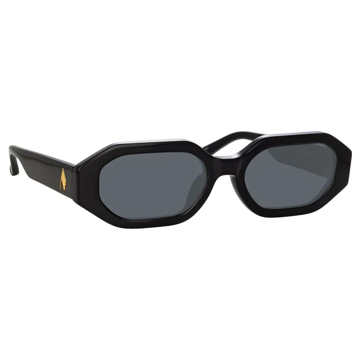 Irene Black Hexacone Acetate Sunglasses