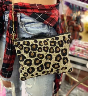 Leopard Beaded Crossbody