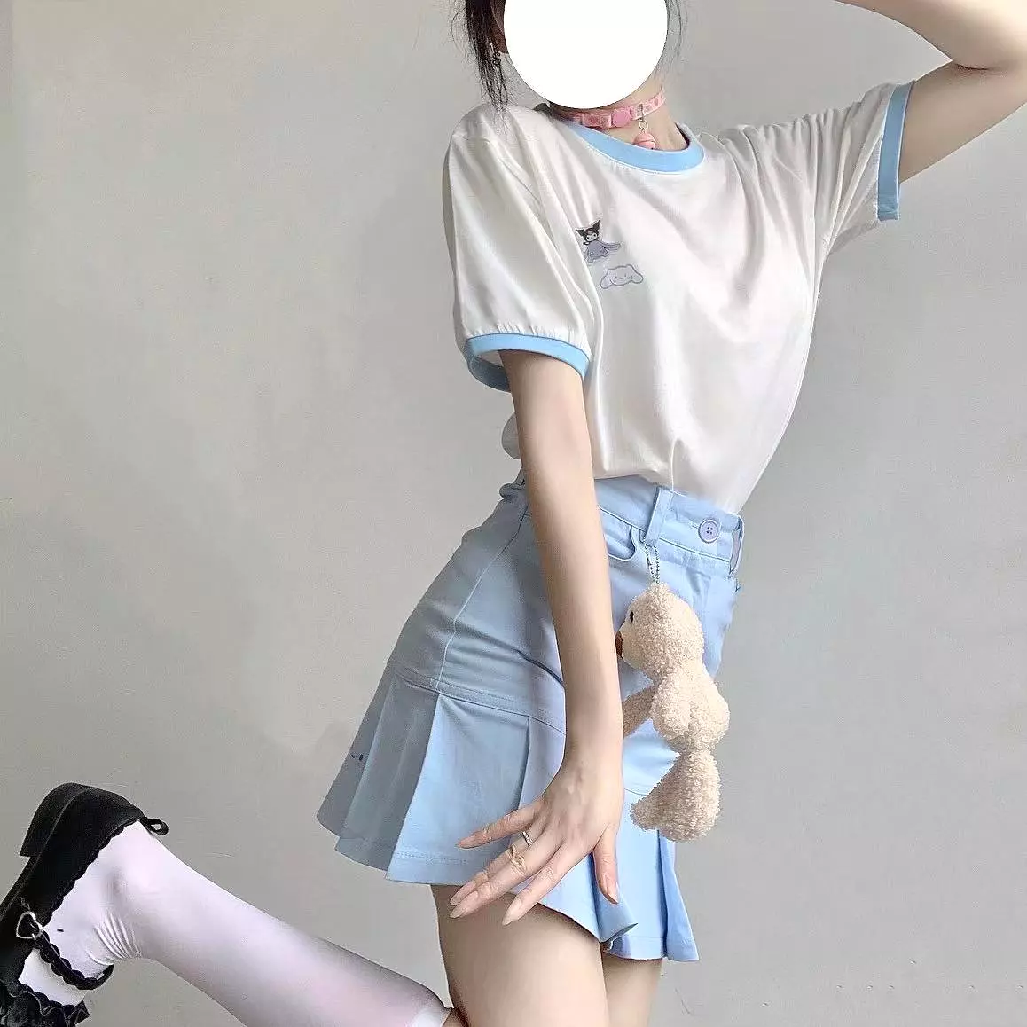 Light blue high waist skirt by6410