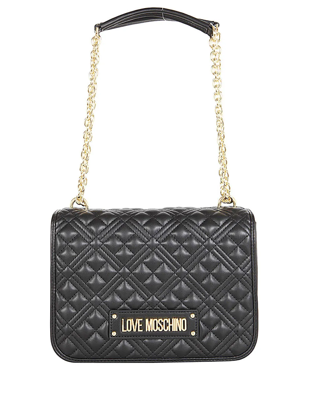 Love Moschino Logo Plaque Quilted Crossbody Bag