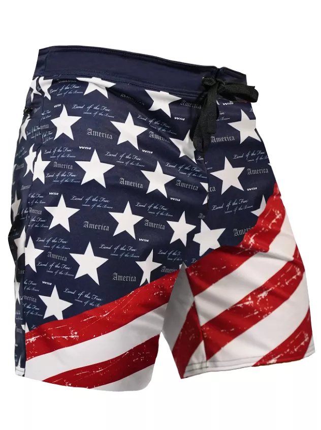 Men's Board Short USA Flag by WSI Sports Swimsuit Bathing Suit Made in USA 362BSTU