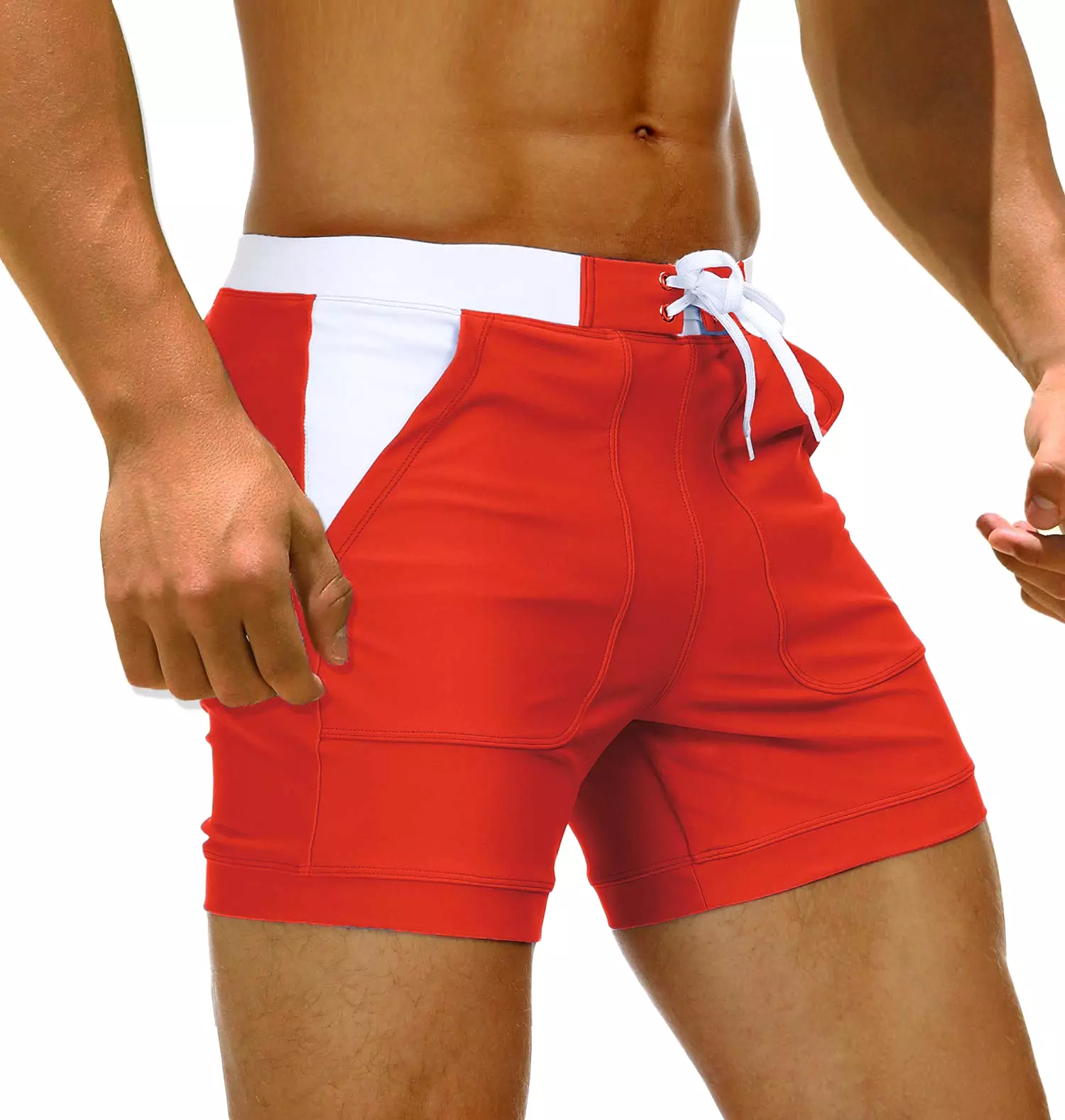 Mens Swim Trunk Summer Swimming Board Shorts Mens Beach Shorts Brief Boxer Trunks With Pocket Quick Dry Outdoor Casual Swimwear 