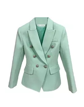 Mint Green Silver Buttoned Double Breasted Blazer