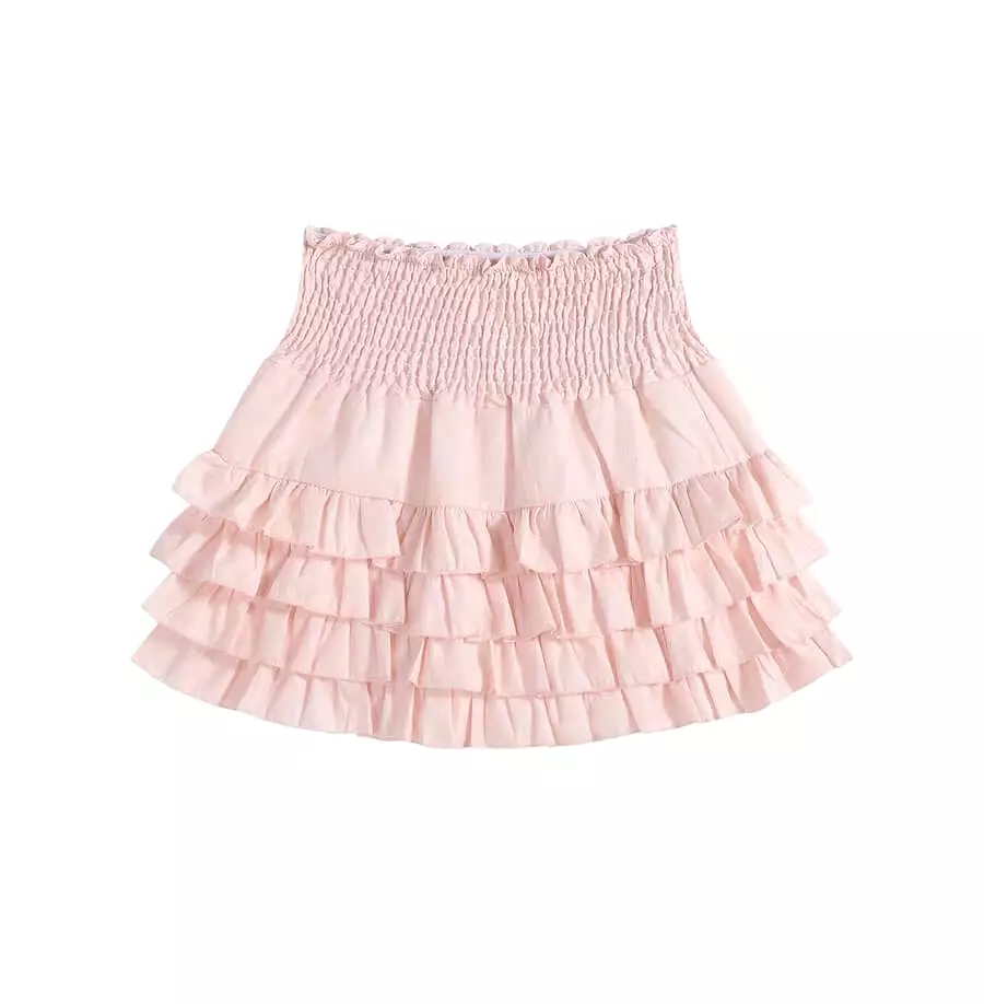 Pink lace ballet girl sweet high waisted puffy cake skirt BY9133