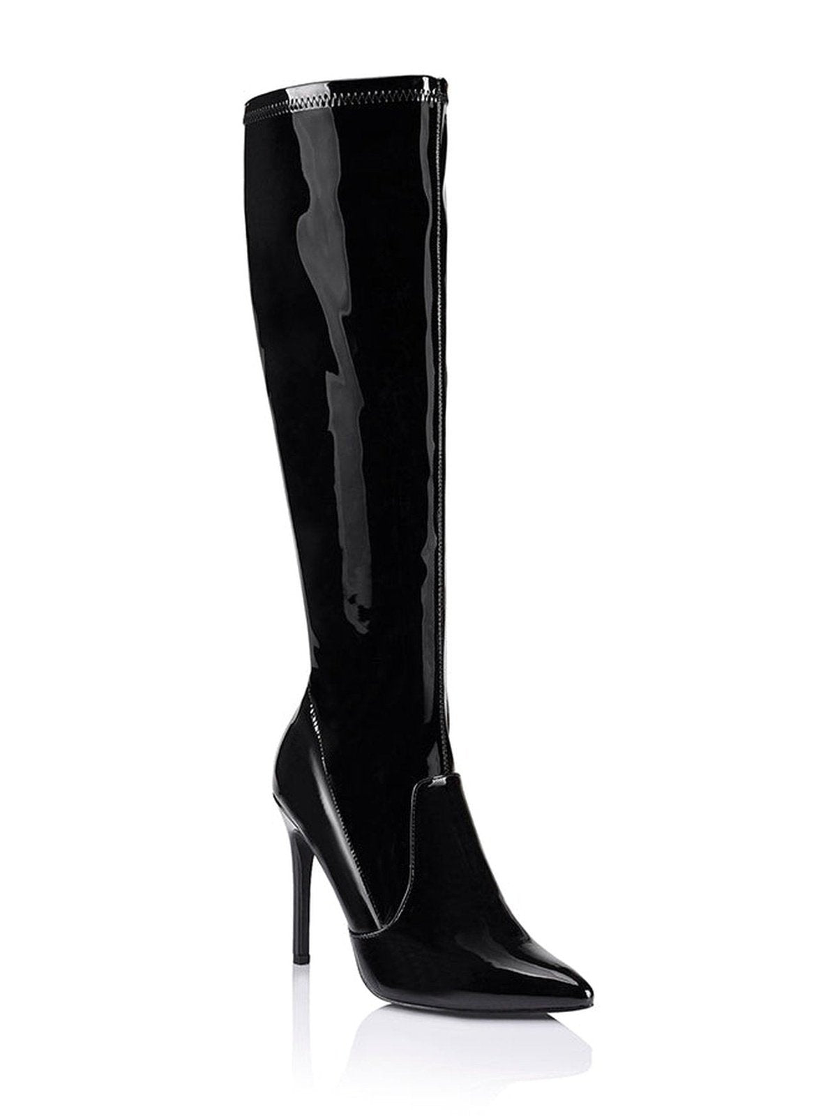 Savannah Tall Boots - Black Patent Stretch