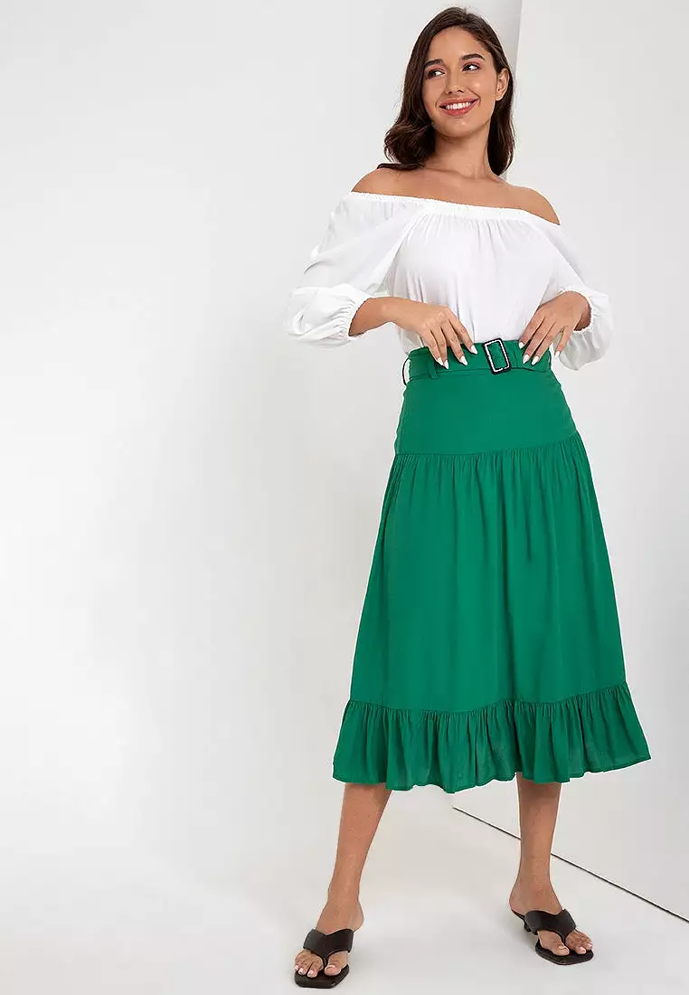 SAVINA DROP WAIST BELTED SKIRT