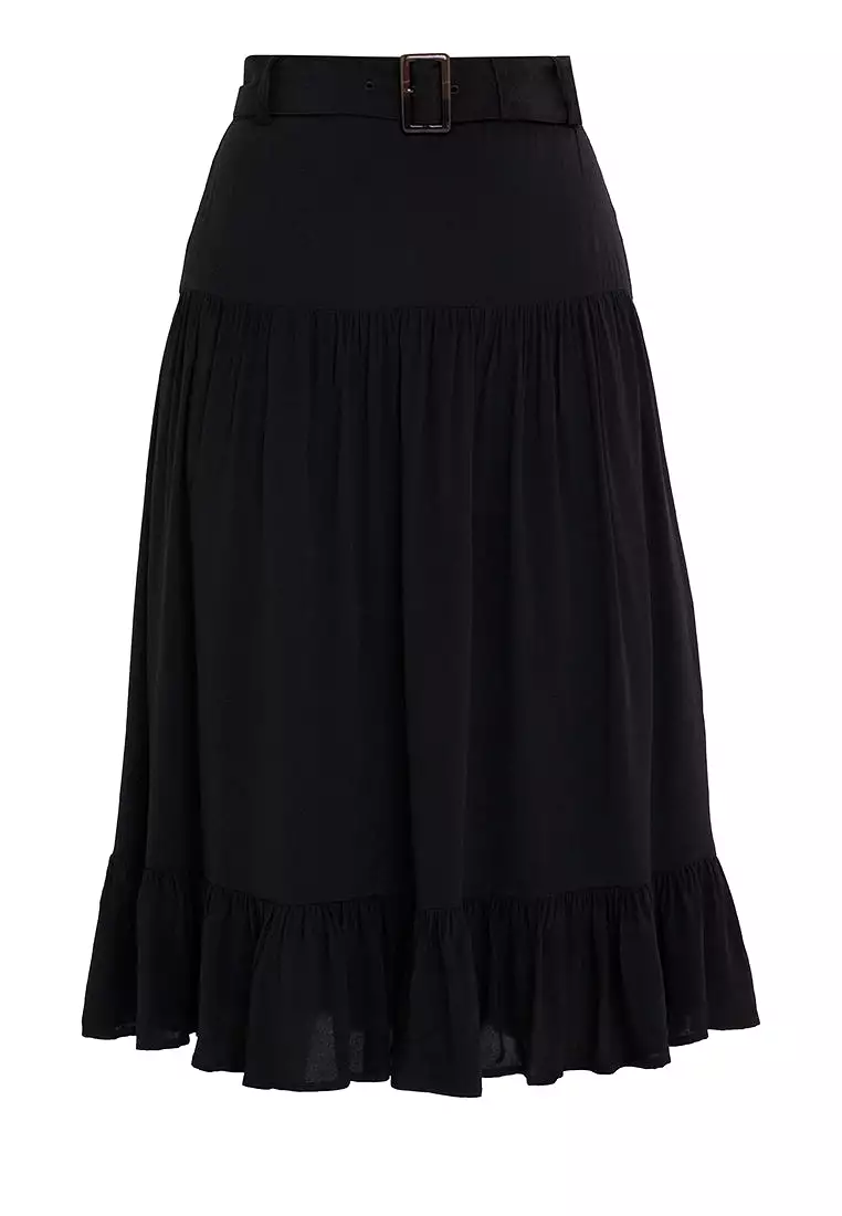 SAVINA DROP WAIST BELTED SKIRT