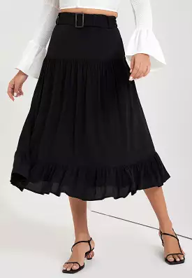 SAVINA DROP WAIST BELTED SKIRT