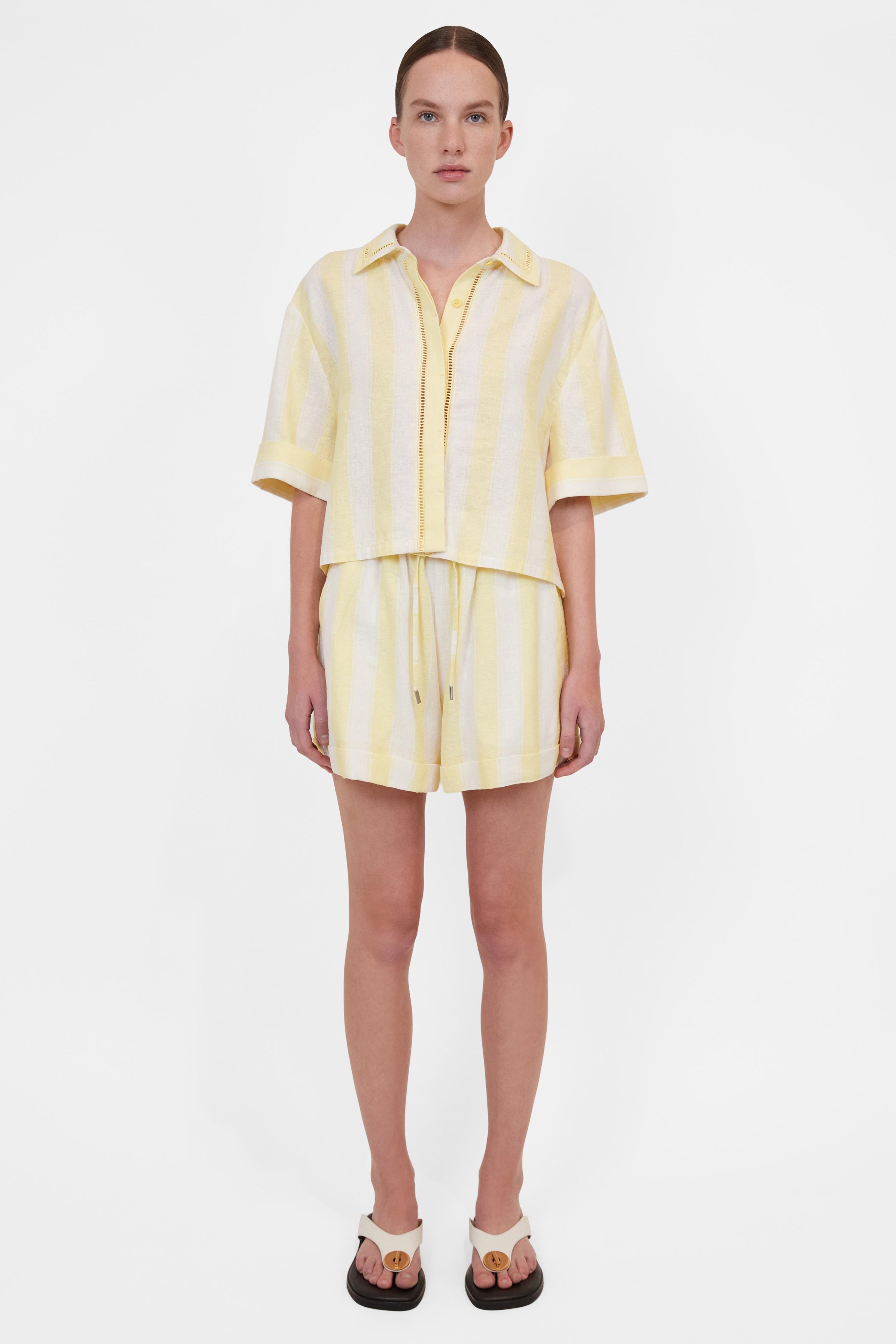 Simkhai - Sonny Elasticated Shorts - Lemon Stripe