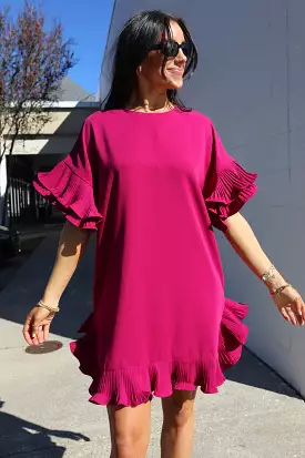 SIZE SMALL On The Boulevard Ruffle Dress