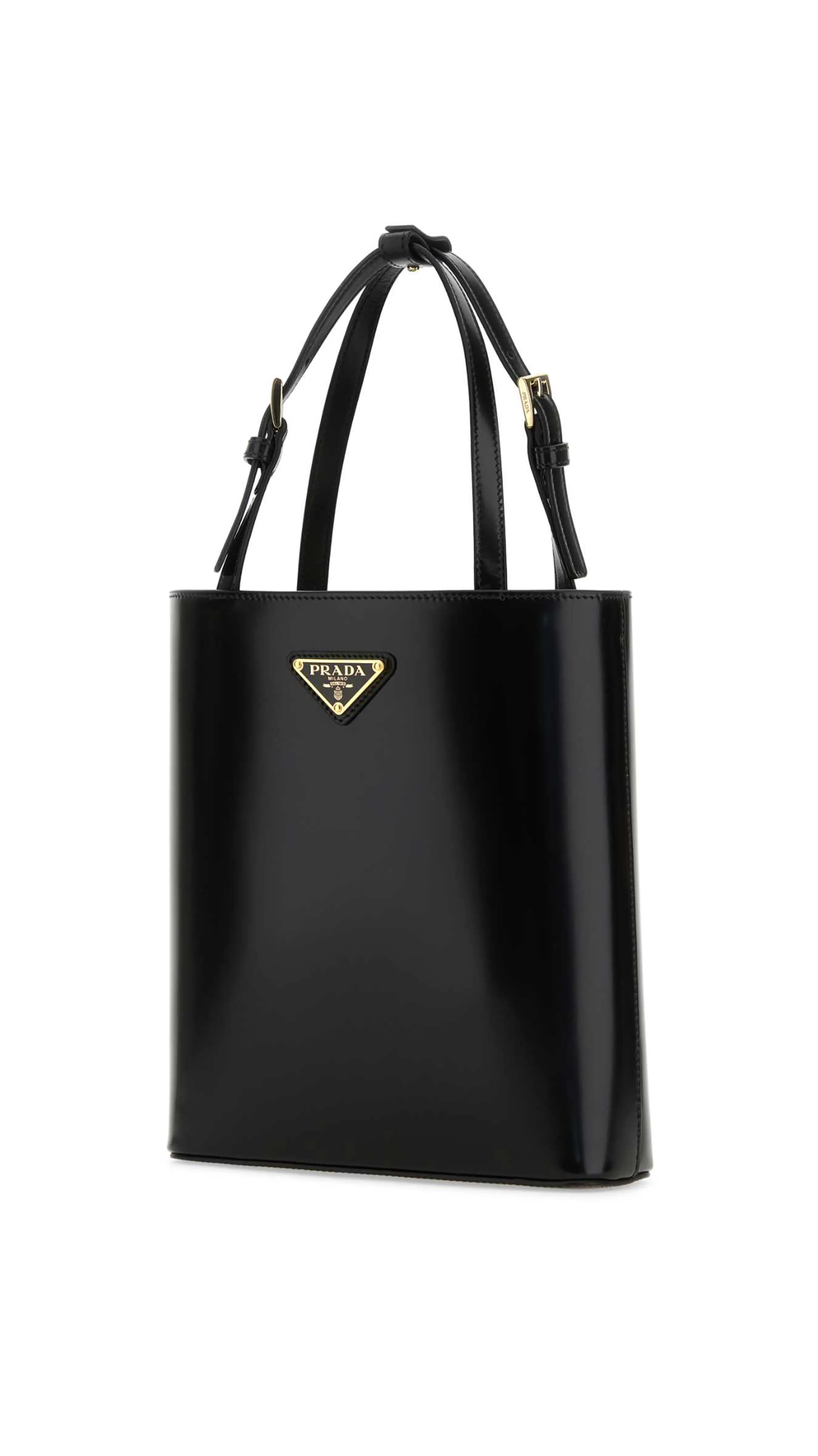 Small Brushed Leather Tote - Black