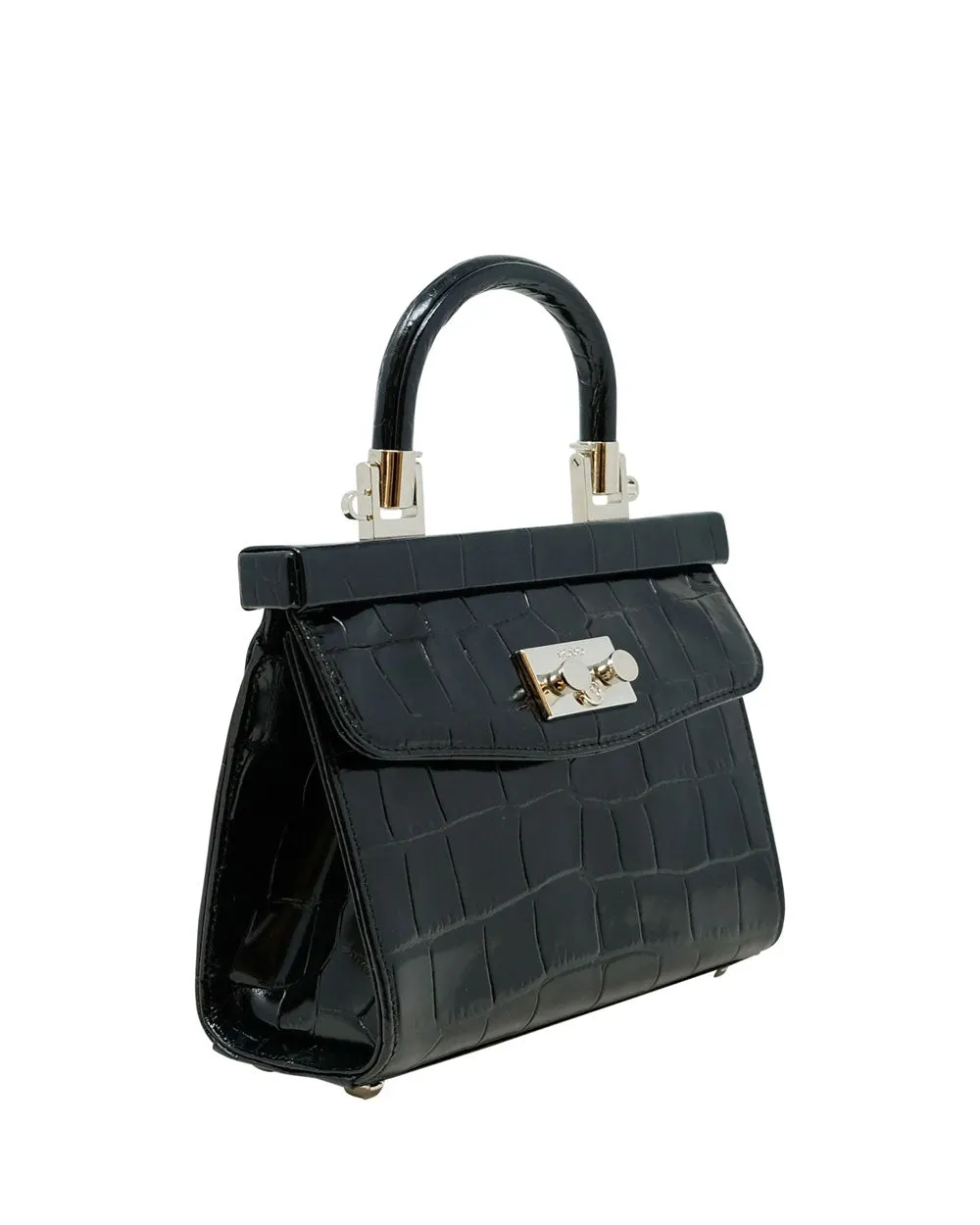 Small Mock Croc Bag in Black