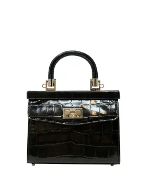 Small Mock Croc Bag in Black