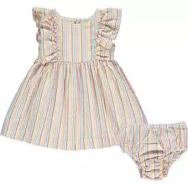 Vignette Michelle Ruffle Dress - Candy Stripe Seersucker