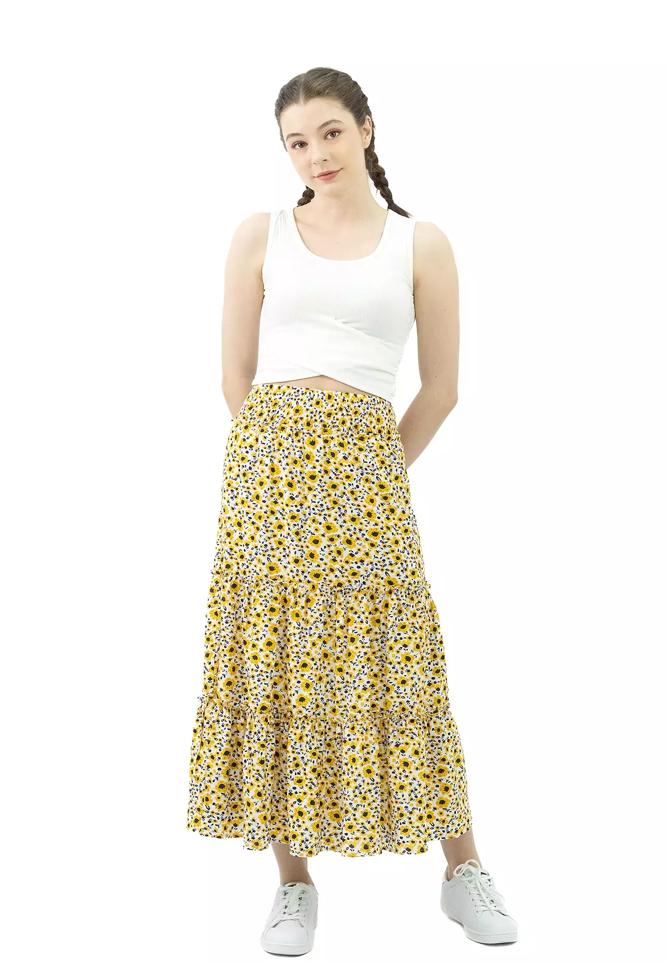 VOIR JEANS Ditsy Floral Ruffle Hem Skirt