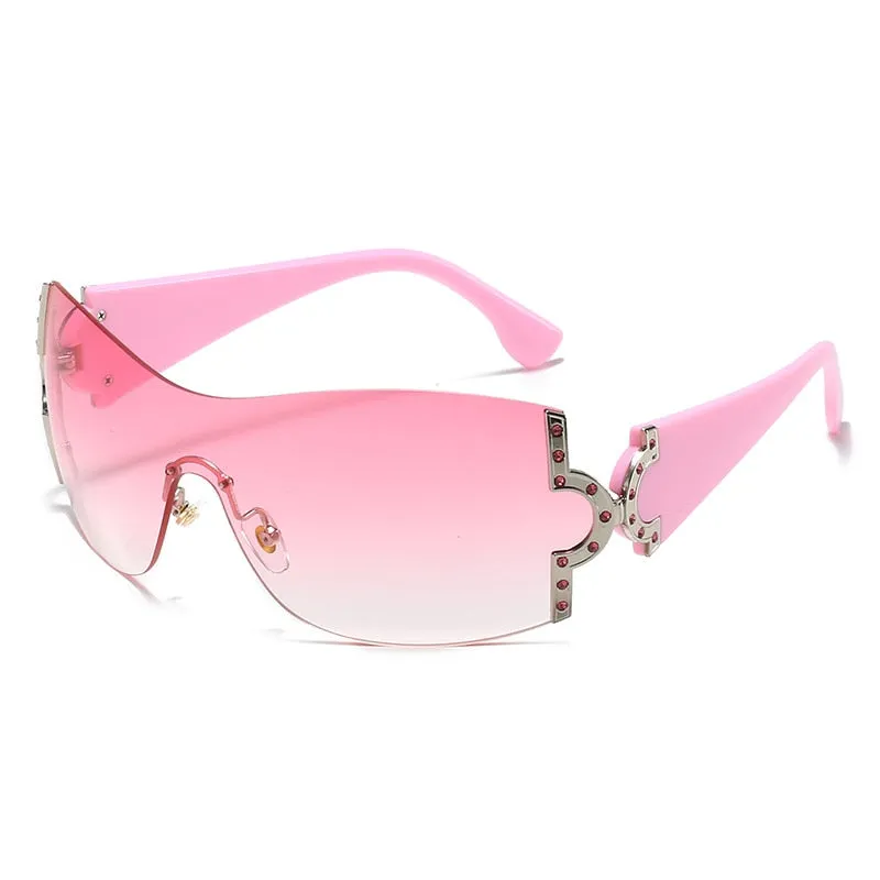 Women's Luxury Designer UV400 Diamond Rimless Eyewear Sunglasses