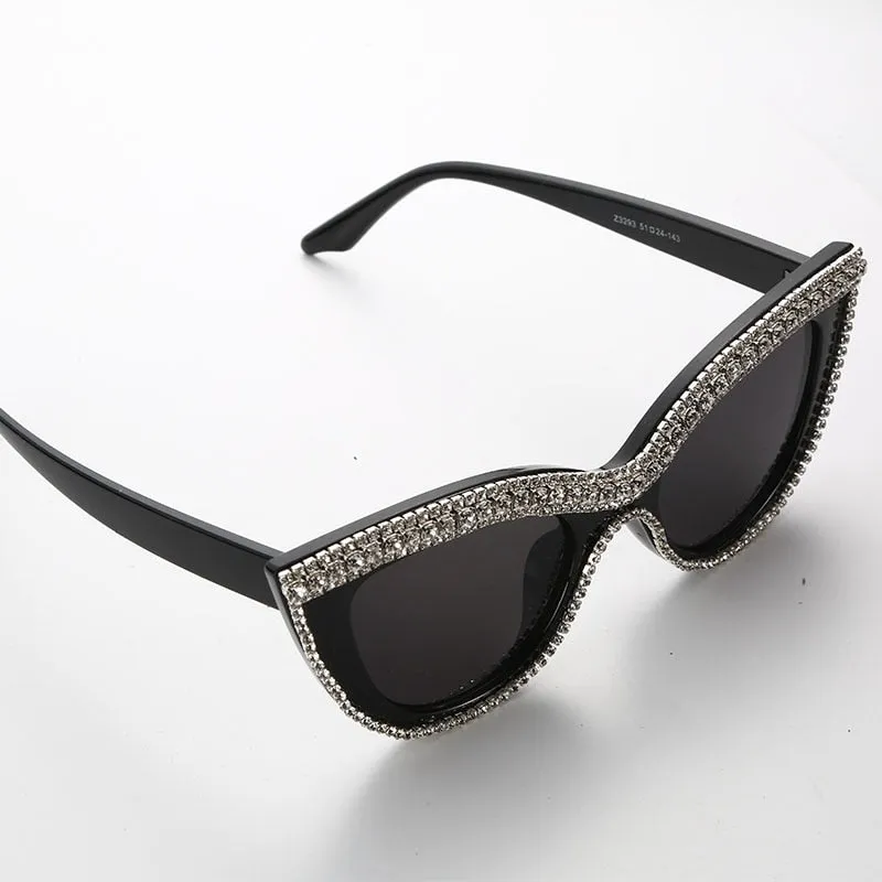 Women's Luxury Diamond Bling Shades Oculos Cat Eye Sunglasses