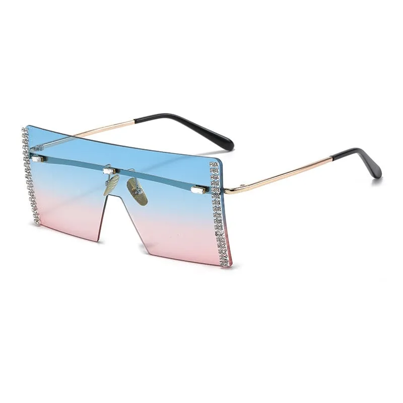 Women's Stainless Steel Square Shape Gradient Steampunk Sunglasses