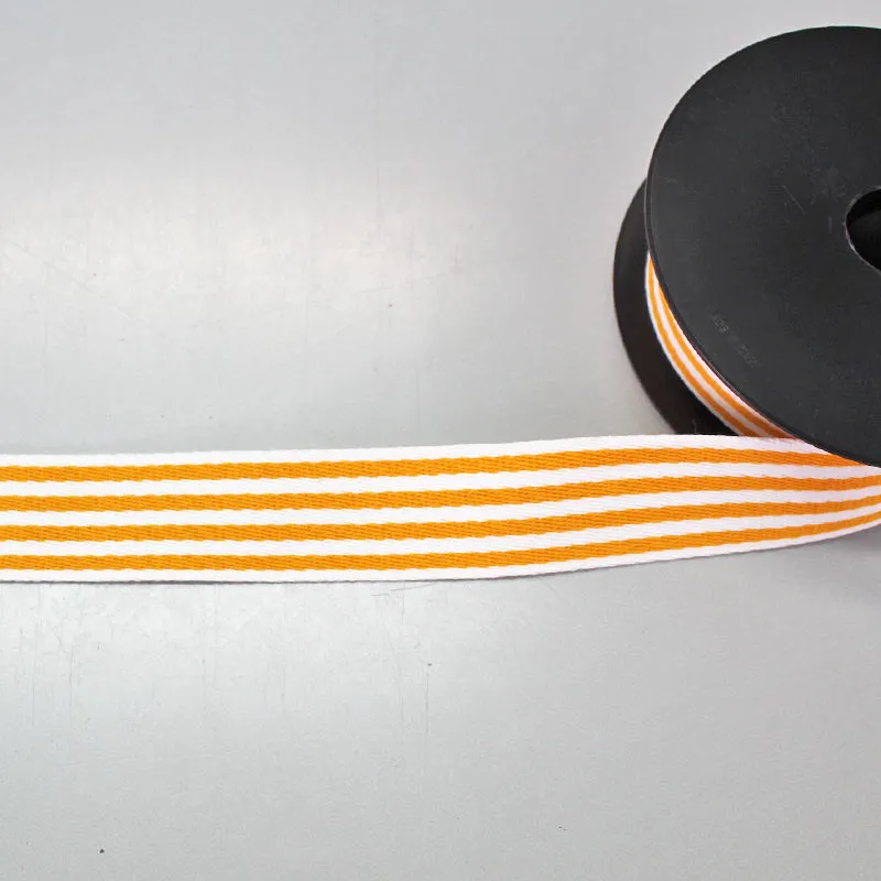 Yellow and White Stripe Bag Webbing - 38mm