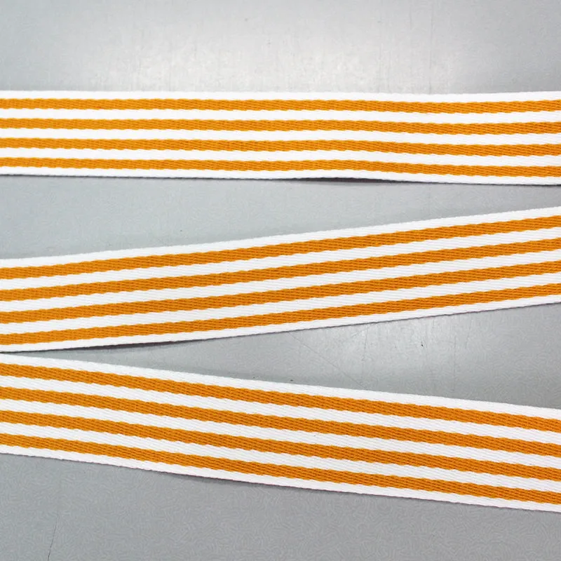 Yellow and White Stripe Bag Webbing - 38mm